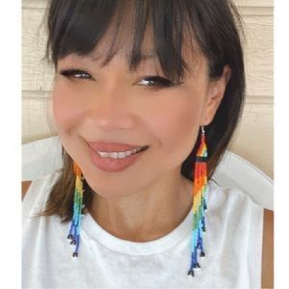 Rainbow Vibrant Bead Long Earrings